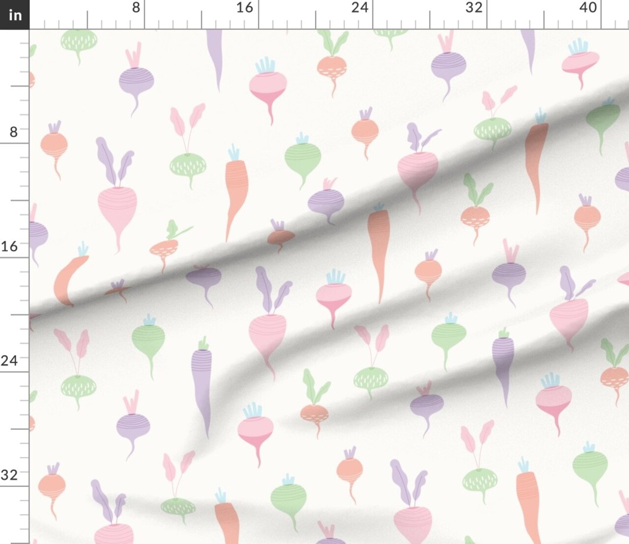 Various Fabrics by the Yard or Fat Quarter Hand Drawn Garden Food Pastel Vegetables Veggies Root Custom Printed Fabric by Spoonflower